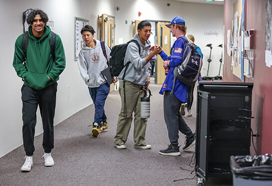 Students in a hallway